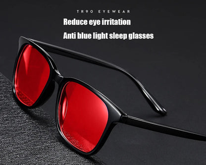 Men Sleep Blue Light Blocking Glasses Women anti Radiation Computer Eyewear UV500 PC Red Lenses TR90 Square Eyeglasses Frames