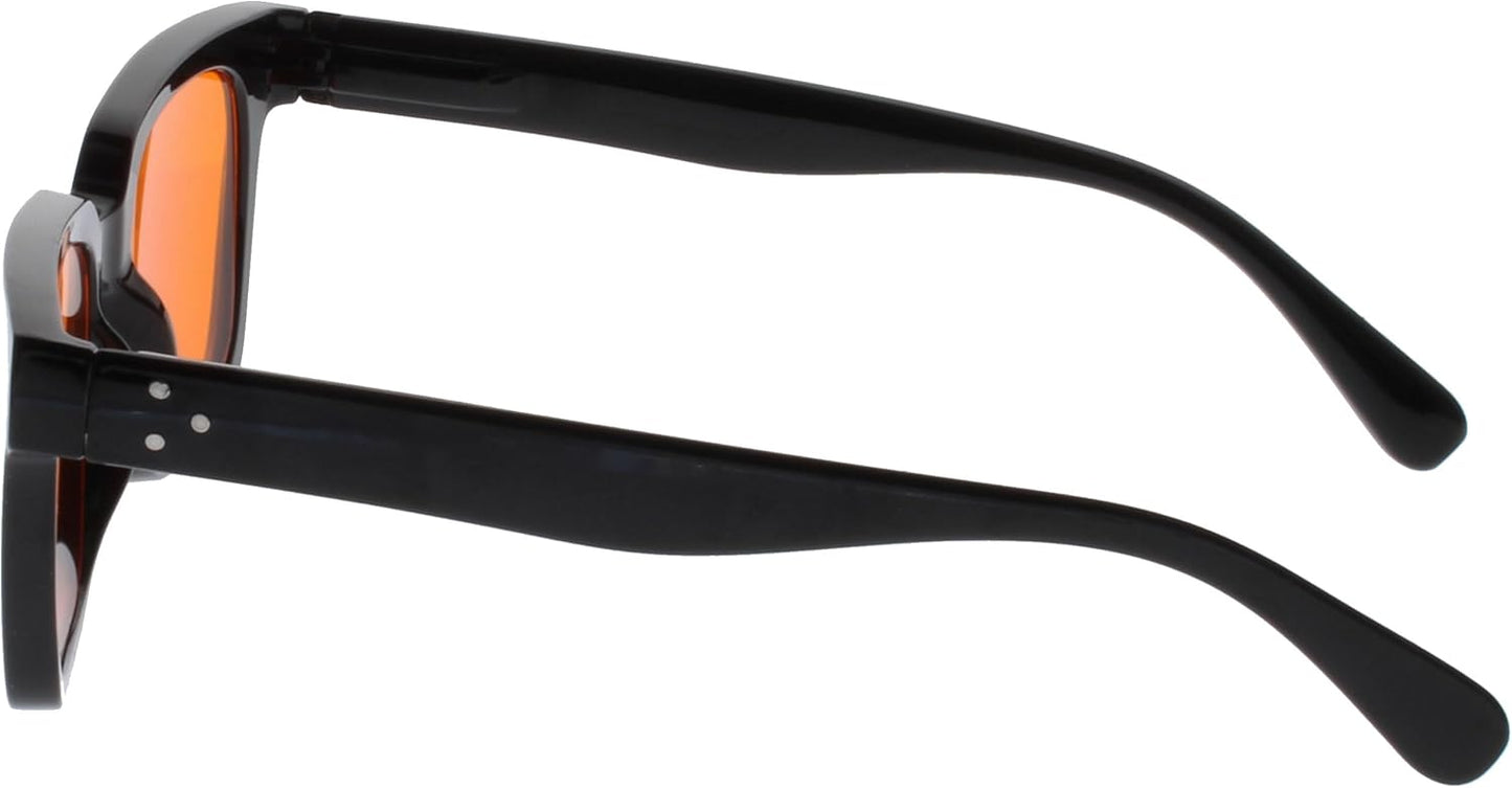 Opulize ERA Sleep & Recovery Glasses - Orange Lens - 99.9% Blue Light Blocking - Anti-Reflective & Anti-Glare - UV400 Protection - Oversized Frame - Night Glasses - Men & Women