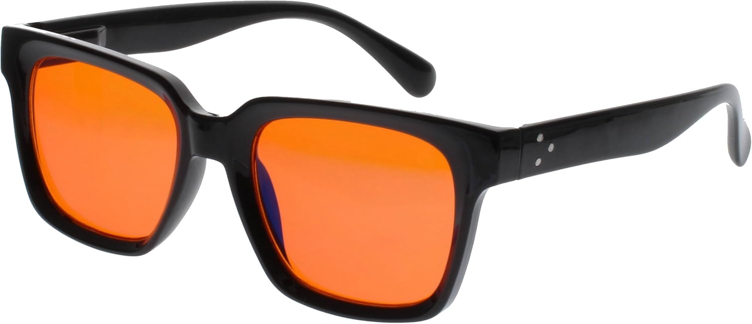 Opulize ERA Sleep & Recovery Glasses - Orange Lens - 99.9% Blue Light Blocking - Anti-Reflective & Anti-Glare - UV400 Protection - Oversized Frame - Night Glasses - Men & Women