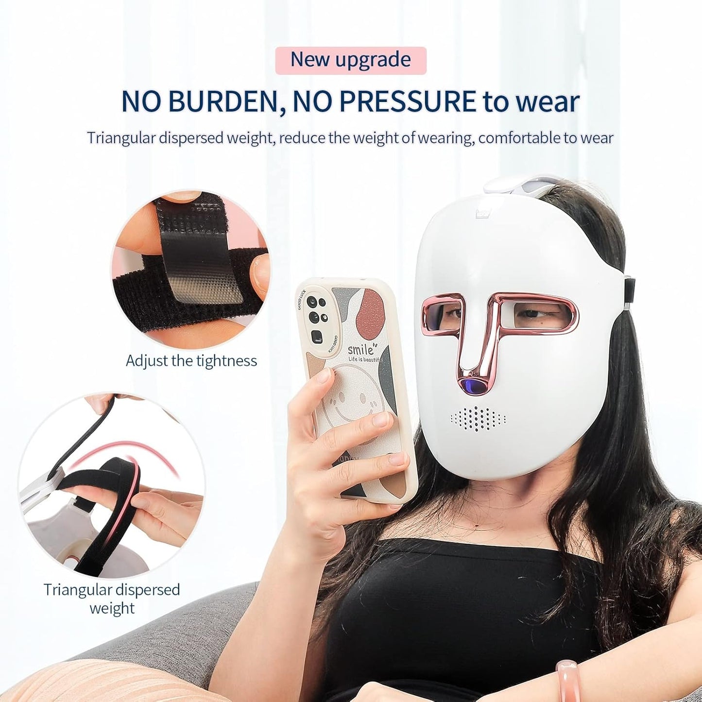 Máscara Facial LED De Terapia De Luz, Máscara De Luz De 7 Colores Con 270 Cuentas, Máscara LED Recargable Para La Belleza Facial, Antienvejecimiento, Rejuvenecimiento, Reafirmación, Máscara LED