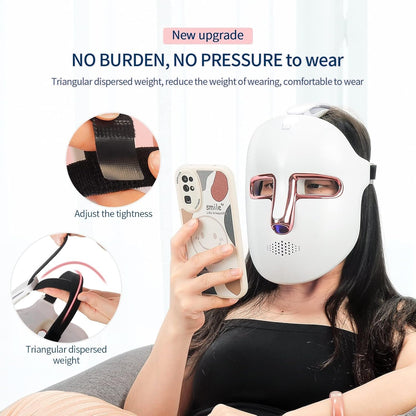Máscara Facial LED De Terapia De Luz, Máscara De Luz De 7 Colores Con 270 Cuentas, Máscara LED Recargable Para La Belleza Facial, Antienvejecimiento, Rejuvenecimiento, Reafirmación, Máscara LED